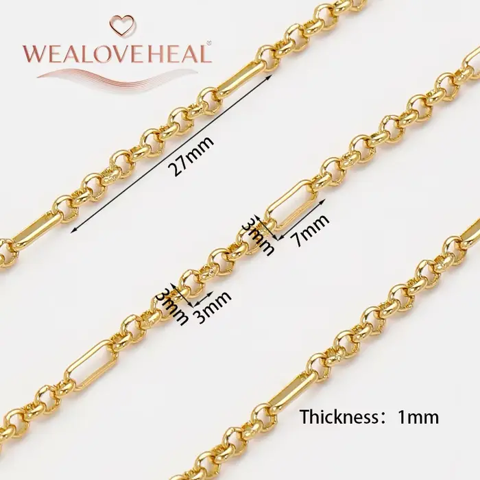 Chaîne en laiton plaqué or 18 carats pour la fabrication de bijoux, matériel de collier de bracelet 