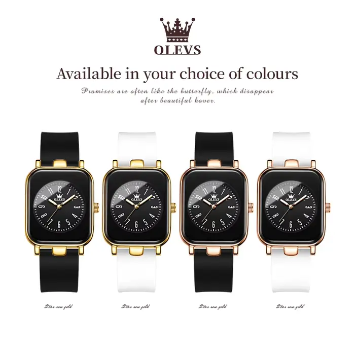 OLEVS 9961 montre à Quartz originale pour femmes bracelet en Silicone montres noir carré cadran numérique étanche dames montre-bracelet cadeaux