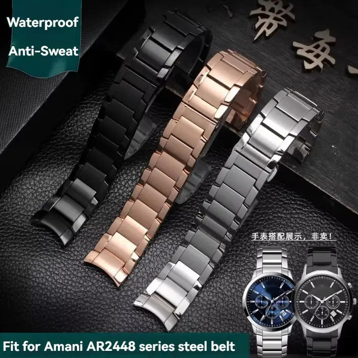 Bracelet en acier inoxydable massif à extrémité incurvée de 22mm