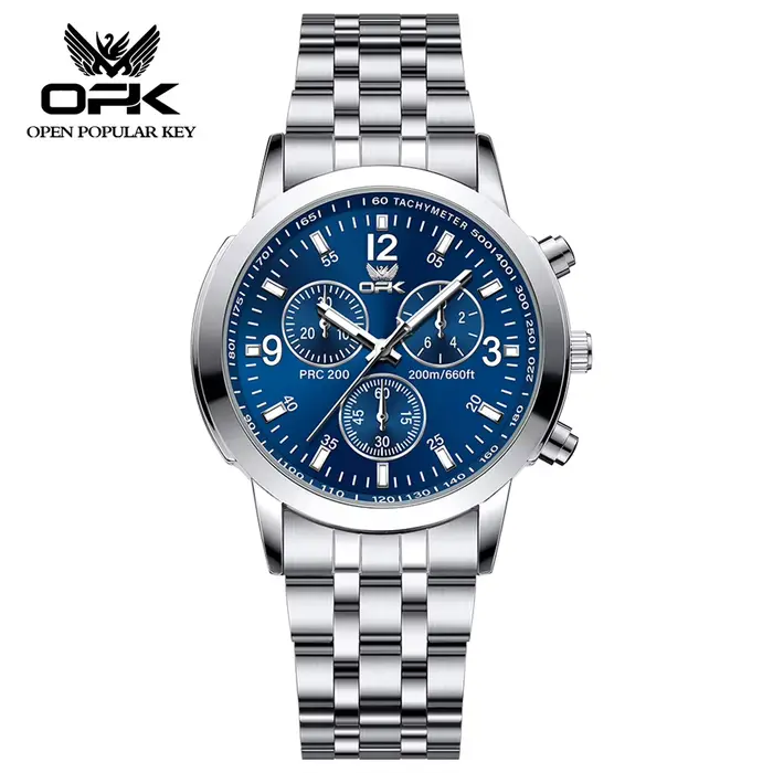 Montre à quartz OPK 6015, design classique, bracelet en acier, étanche, cadran numérique lumineux, m