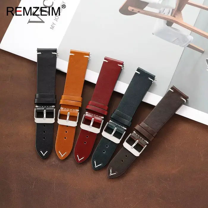 Bracelet de montre en cuir ciré de style classique