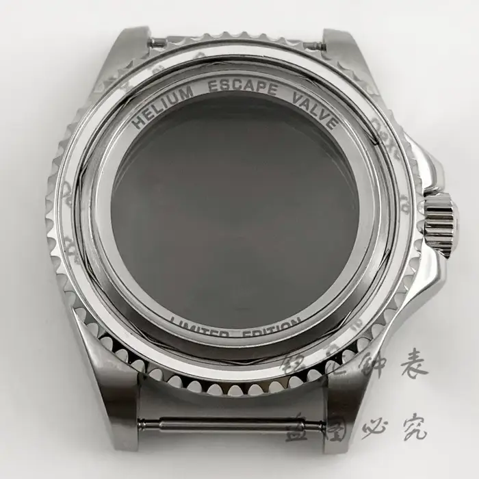 Boîtier de montre en acier inoxydable argenté 44MM SEA Big DEEP Homage avec verre saphir, bracelet e