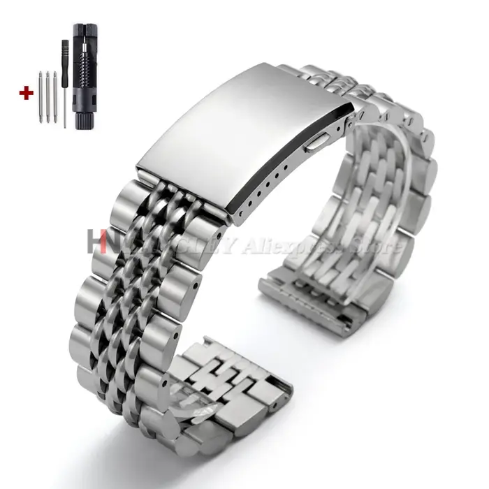 Bracelet de montre en acier inoxydable massif pour homme et femme finitions droites et courbes pour Omega Rolex Seiko Jubilee occasions spéciales professionnelles sociales