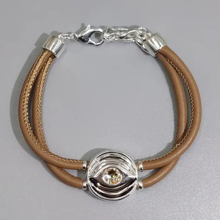 Bracelet en cuir double couche avec pierre de naissance colorée, élégant et raffiné, cadeau d'annive