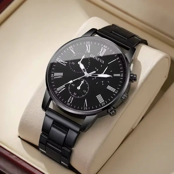 Montres d'affaires pour hommes de mode montre-bracelet à Quartz de luxe pour homme horloge noire Relogio Masculino Reloj Hombre (sans boîte)