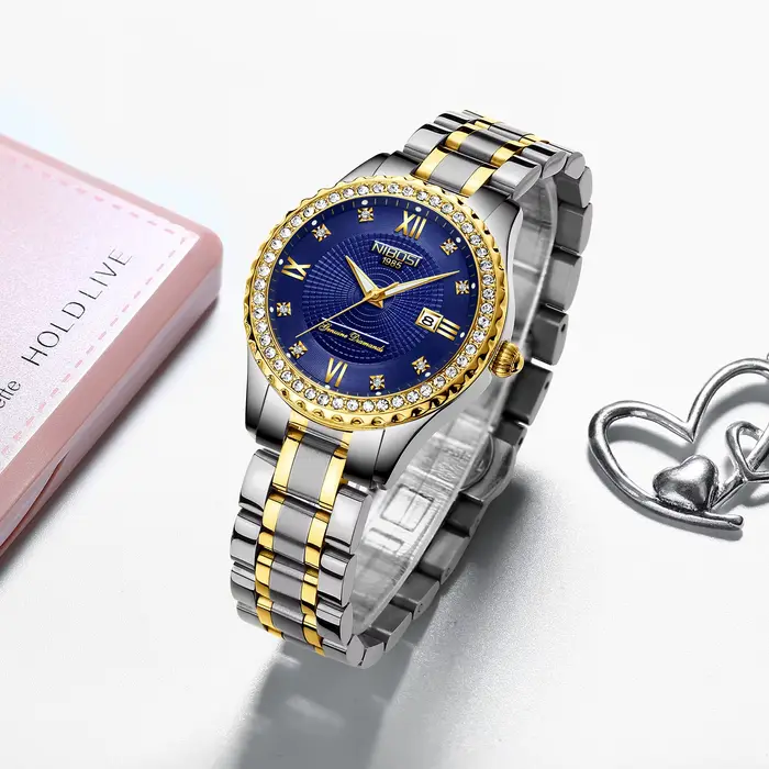 NIBOSI diamant montres pour femmes classique luxe or Rose analogique montre à Quartz mode étanche lumineux dames femme