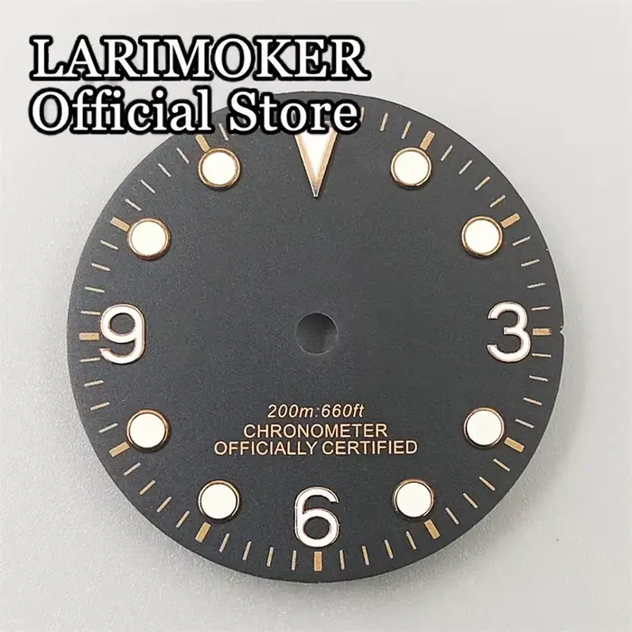 LARIMOKER-Cadran de montre bord, marqueur de temps C3 vert Shoous, convient au mouvement NH35 ETA282