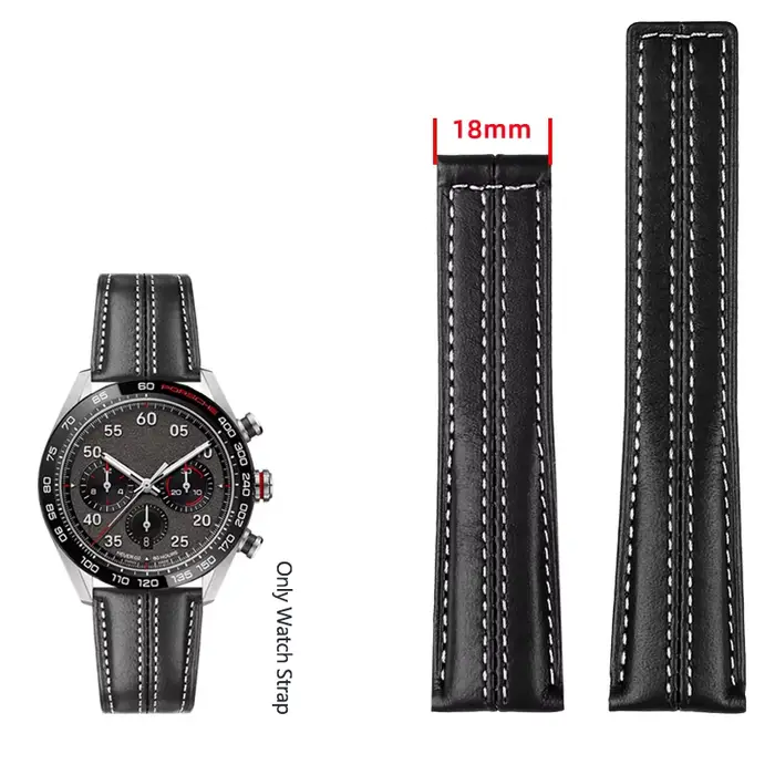 Bracelet de montre en cuir véritable noir de haute qualité, 22mm, pour Tag Heuer Carrera série Porsc