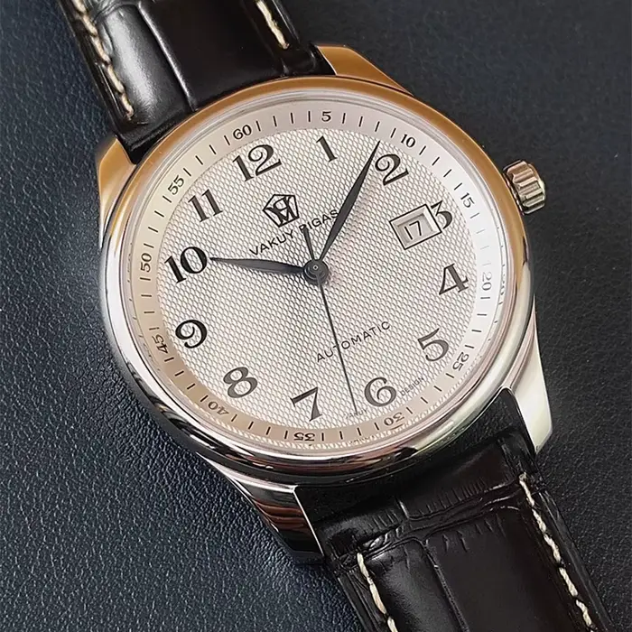 Montre automatique pour homme, calibre Haiou ST2130, aiguilles ultra-fines bleu brûlé avec affichage