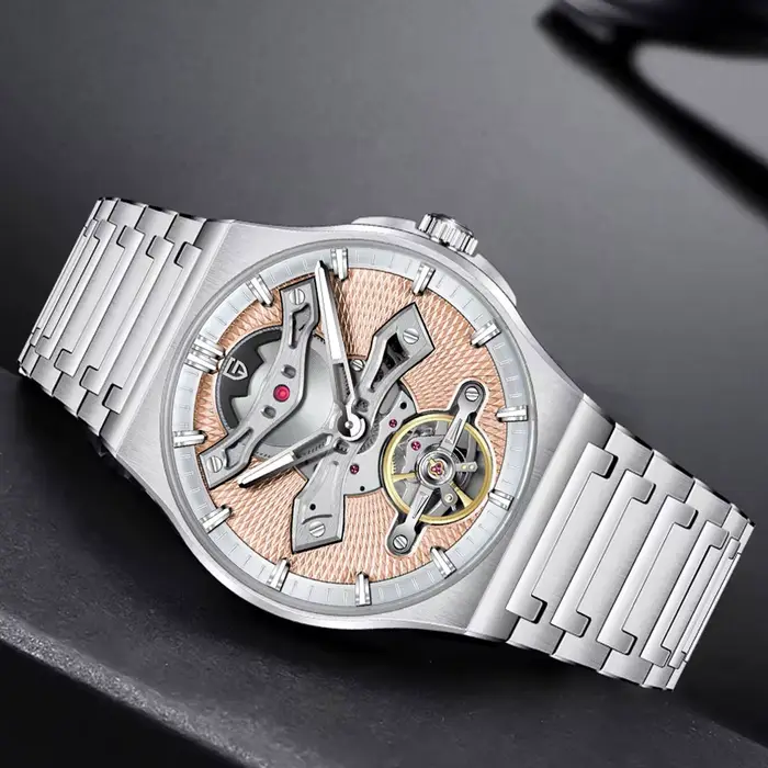 PAGANI DESIGN YS028 Tourbillon montre pour hommes verre saphir creux mécanique montre-bracelet en acier inoxydable