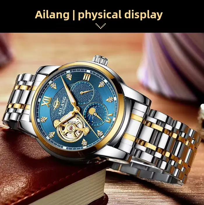 Montre mécanique Daniel Gorman Tourbillon avec cadran squelette pour hommes occasions spéciales robuste et élégante