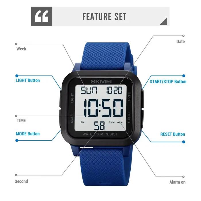 Hommes alarme Chrono horloge 5Bar étanche montres militaires LED affichage choc montre numérique reloj hombre Sport de