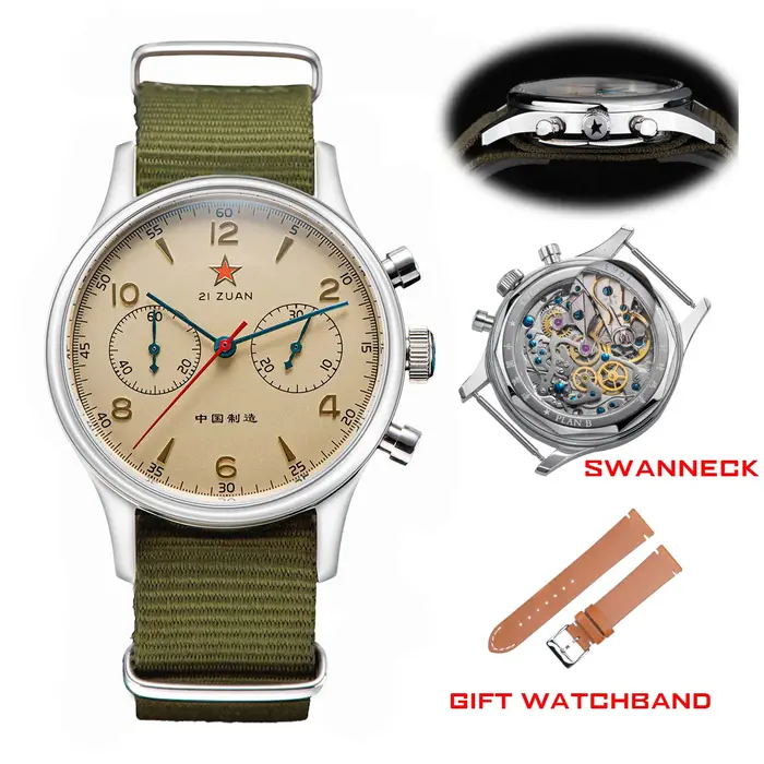 Montre-mécanique antique 1963 Das-Tianlei avec mouvement manuel chronographe résistante à l'eau pour hommes occassions spéciales