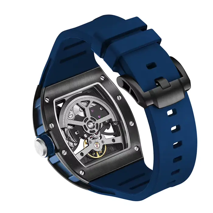 Montre Bonest Gatti automatique homme luxueuse avec mouvement squelette Tonneau résistante à l'eau pour tous les jours et occasions spéciales