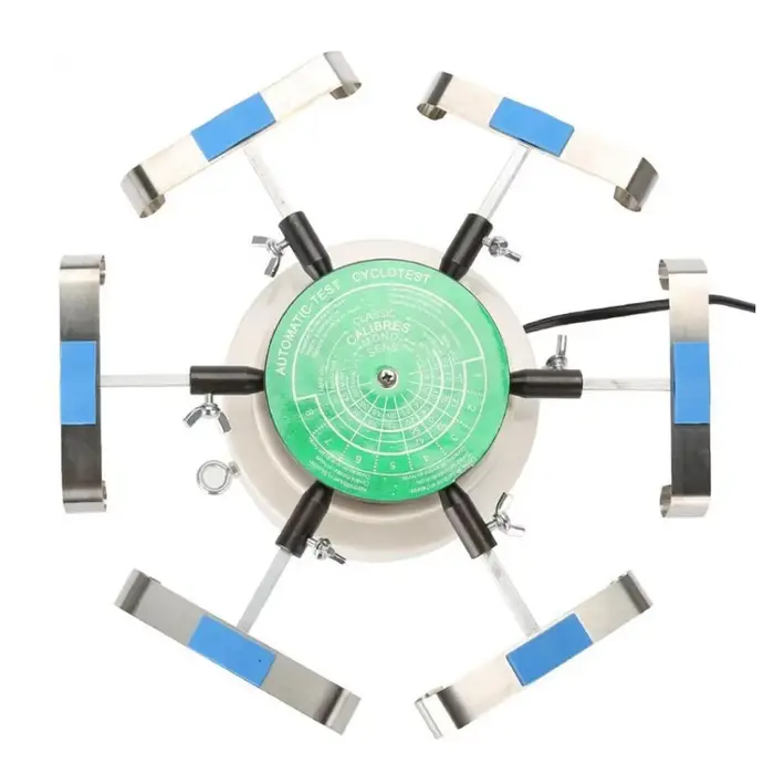 Machine de remontage automatique Cyclotest pour montres mécaniques 220V 110V outil de test et calibrage de précision avec 6 bras en métal et plastique noir ou bleu
