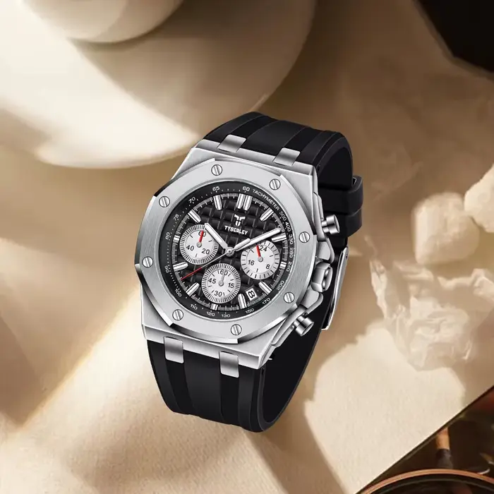 Montre à Quartz Tyberley 2026 pour Hommes Style Décontracté Chronographe Bracelet Silicone Occasions Spéciales