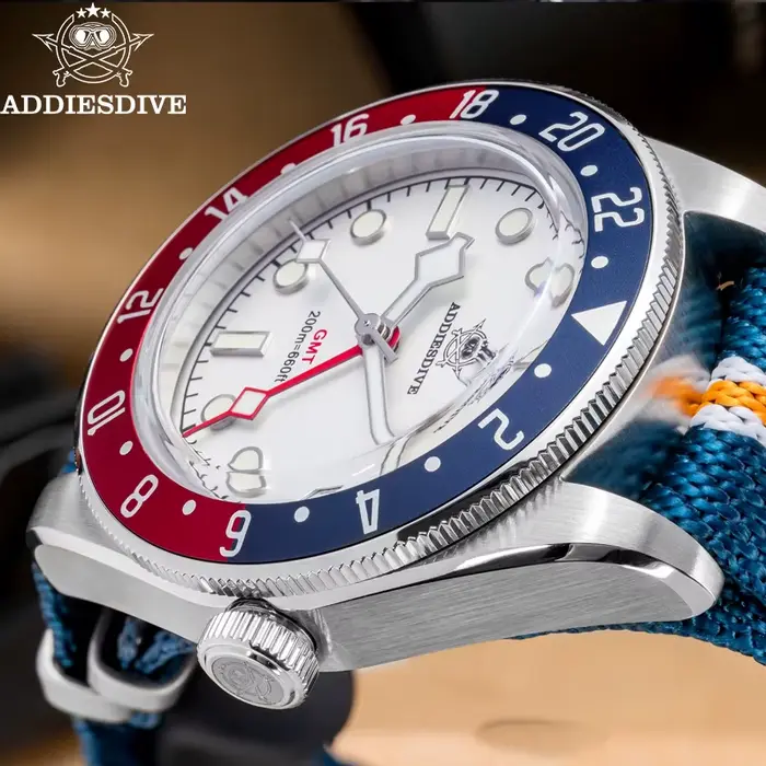 ADDIESDIVE TOP Montres à quartz 20Bar Diving BGW9 Super Luminous Swiss Ronda 515-24H GMT Montre pour hommes Relogios Masculino