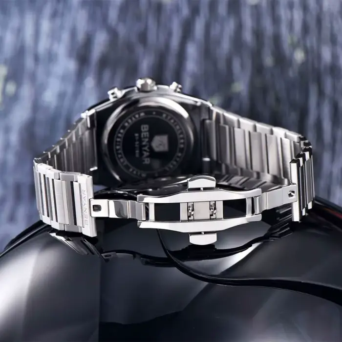 BENYAR Top marque 40mm hommes montre classique de luxe montres à Quartz multi fonctionnel chronographe en acier