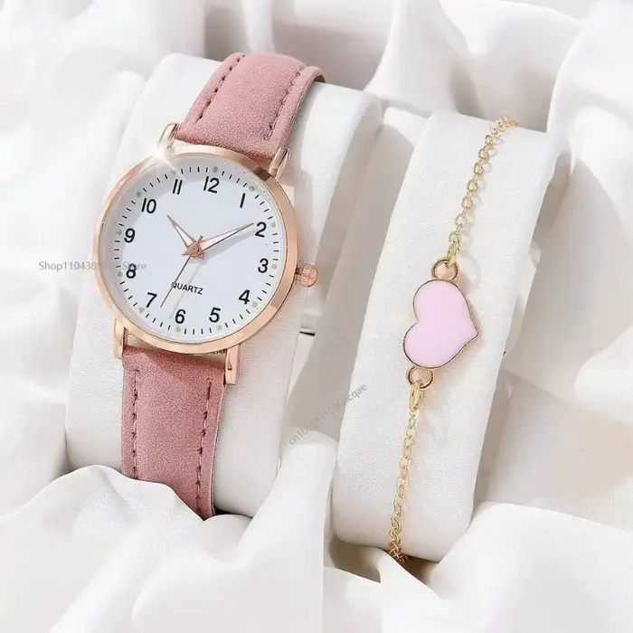 Montre féminine en cuir décontractée avec cadran rond quartz pour femmes pour occasions spéciales