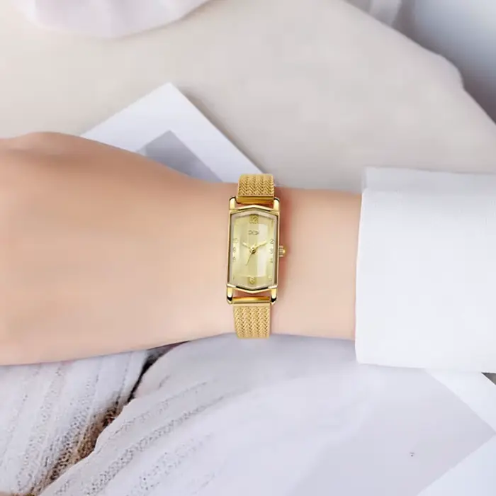 Montre Femme Haut de Gamme GEDI Luxe Or Vintage Bracelet en Cuir Fin