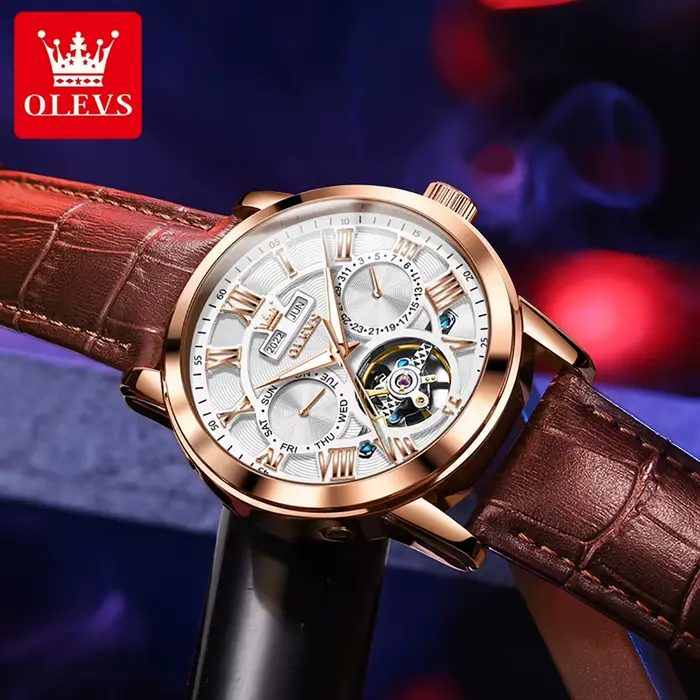 OLEVS 6668 hommes montres automatiques échelle romaine montre mécanique