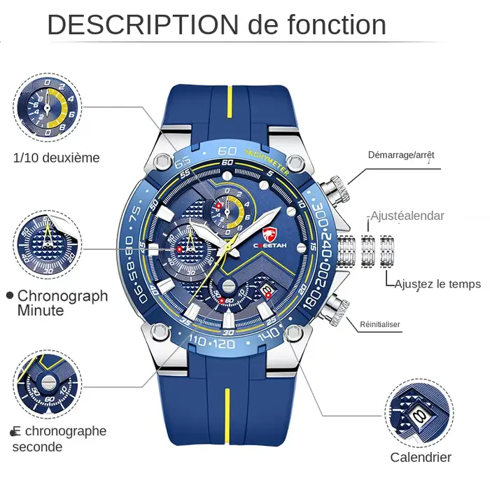 CHEETAH nouvelles montres hommes marque de luxe grand cadran montre