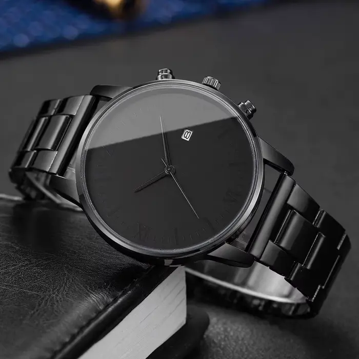 Mode hommes calendrier d'affaires montres Simple Roma cadran analogique montre à Quartz