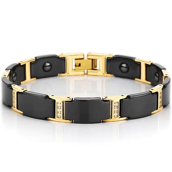 Bracelet Magnétique en Céramique Acier Inoxydable Pour Homme Géométrique Hématite Occasions Spéciales Cadeau Anniversaire