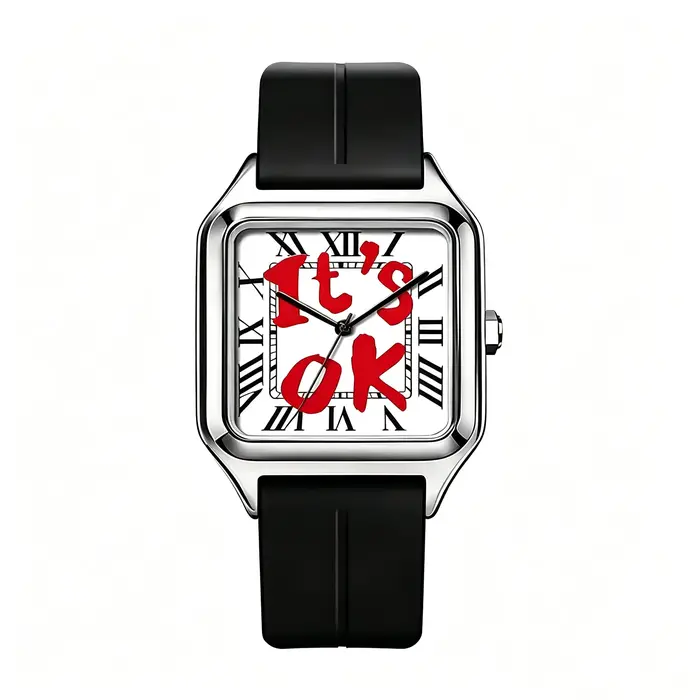 1 montre carrée de luxe pour femme, avec chiffres arabes sur le grand cadran, résistance à l'eau de 