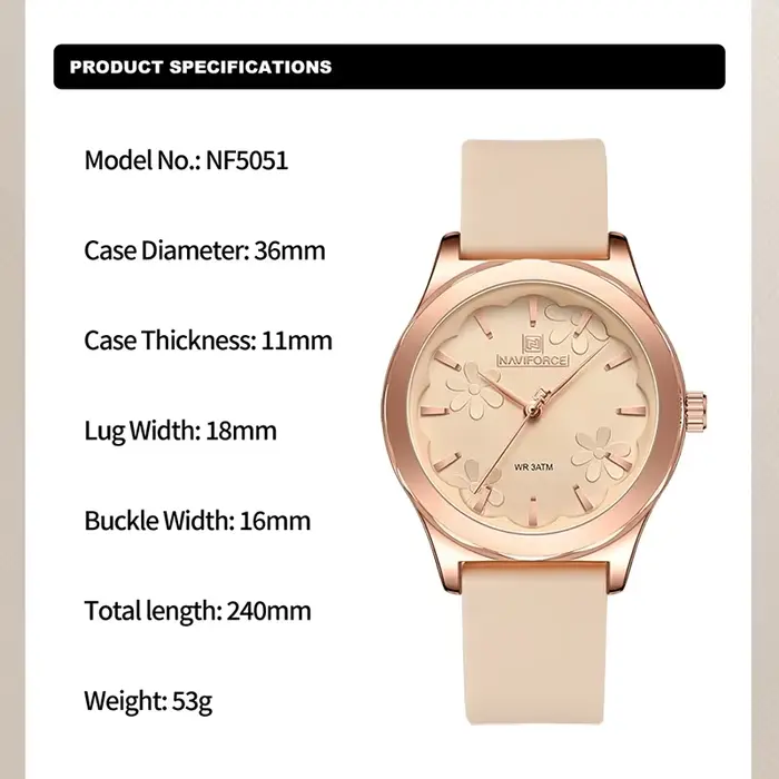 Montre pour femmes NAVIFORCE avec cadran fleuri élégant