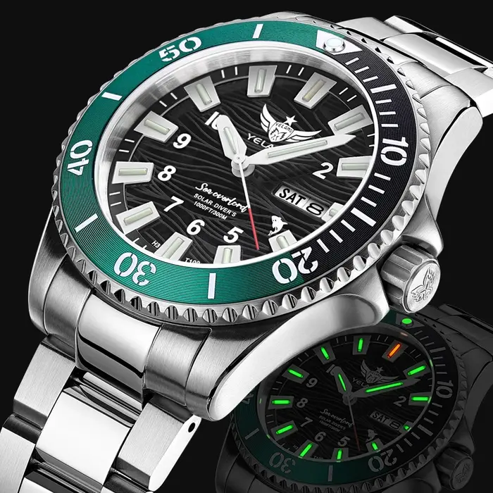 Montre de plongée Yelang V1217 Quartz résistante à l'eau 300m avec mouvement VS43 luminescent pour homme occasions spéciales探险时佩戴的雅兰V1217石英防水300米带VS43机芯夜光手表男士特别场合
