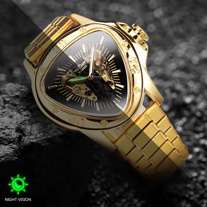 WINNER sport hommes montres haut de gamme de luxe or Triangle squelette automatique montre mécanique