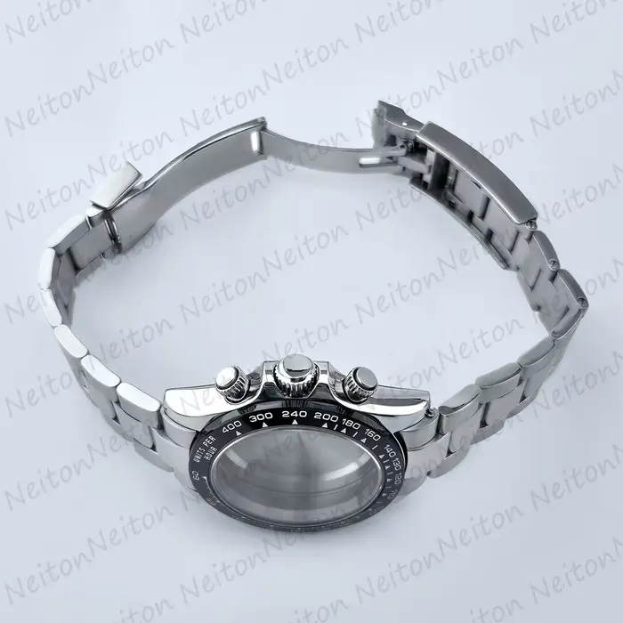 NEITON VK63 39mm boîtier de montre argent/or avec bracelet solide en acier inoxydable pour montres