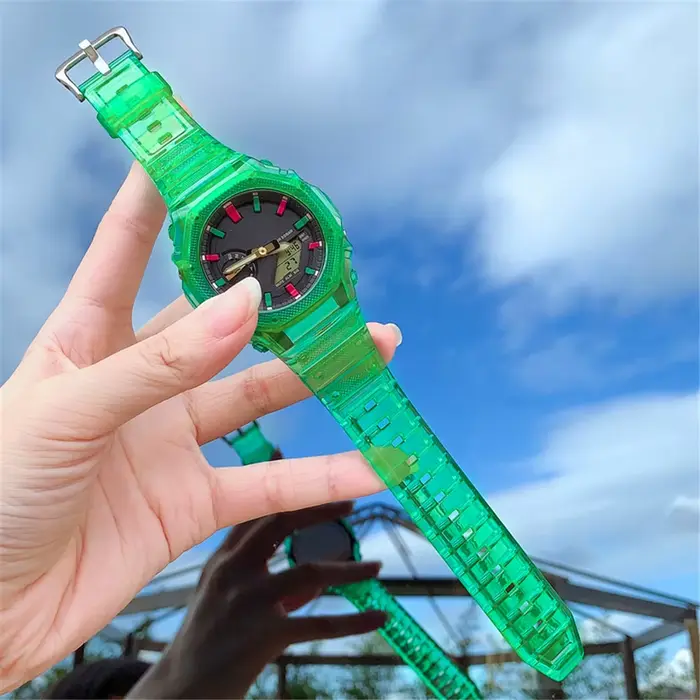 Bracelet en résine transparente pour Casio G-Shock GA-2100 avec fermeture en acier inoxydable pour hommes et femmes occassions spéciales