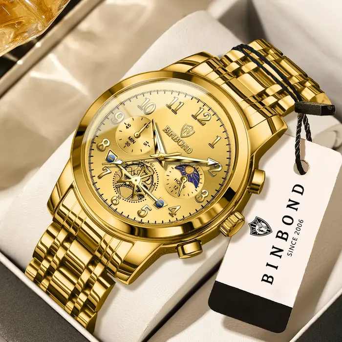 Montre de luxe homme chronographe lumineuse résistante à l'eau pour hommes quartz précise robuste occasions spéciales