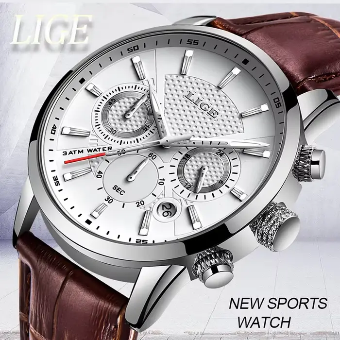 Montre-bracelet à quartz homme élégante et sportive avec calendrier complet et résistance à l'eau 3 bars occasions spéciales cadeau