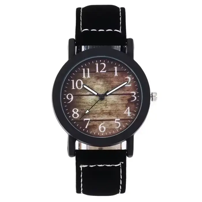 Montre-bracelet Quartz pour Femmes avec Grand Cadran et Bracelet en PU Blanc Brun Ivoire Occasions Spéciales
