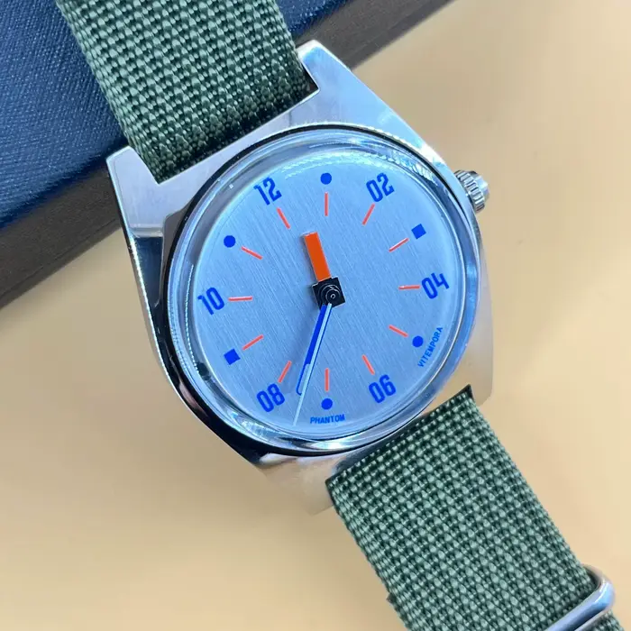 Montre mécanique Phantom 36mm Heimdallr en acier inoxydable avec bracelet en cuir pour hommes résistante à l'eau et idéale pour diverses occasions