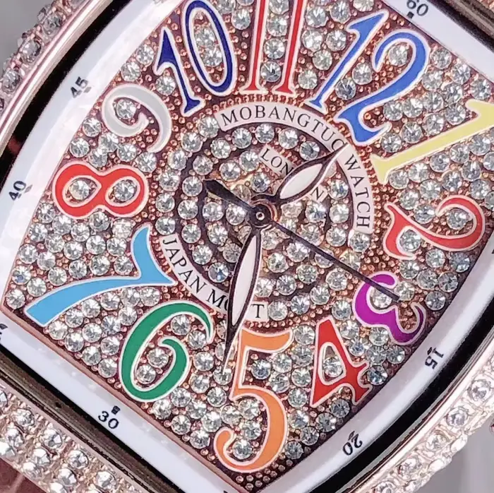 Mobangtuo femmes montre à Quartz Tonneau ovale diamant Orologio avec chiffres colorés cadran Reloj Mujer horloge de luxe dames montre-bracelet