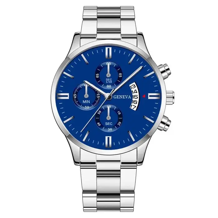 Montre-bracelet à quartz en acier inoxydable doré pour homme