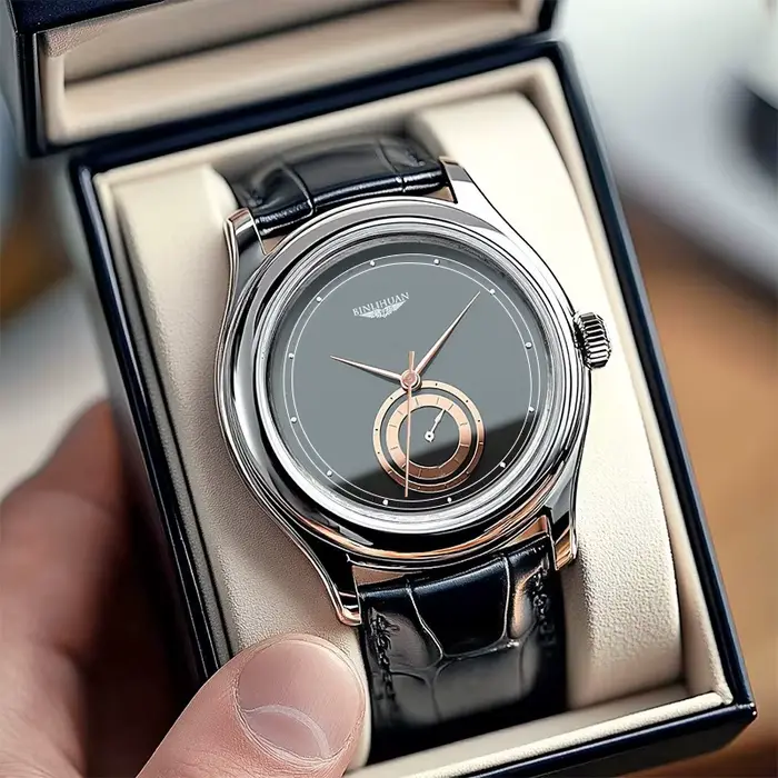 Montres analogiques à Quartz en cuir noir pour hommes d'affaires, cadeau quotidien de saint-valentin