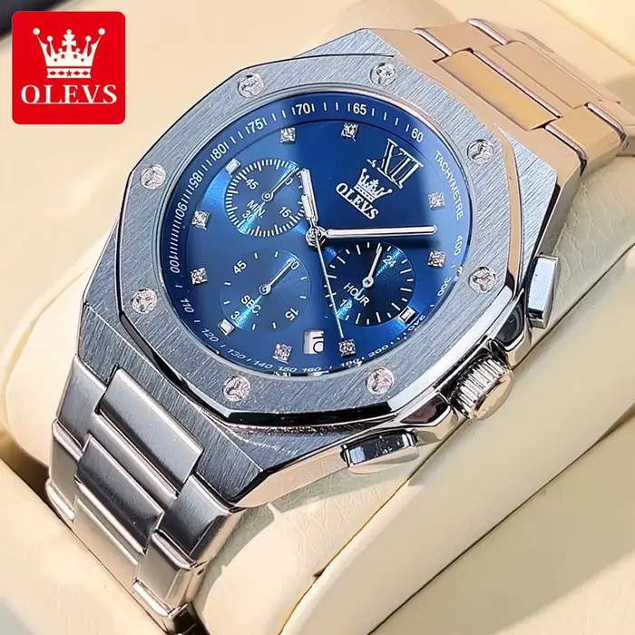 OLEVS – montre-bracelet classique de luxe pour hommes, en acier fin, à Quartz, originale, étanche, l