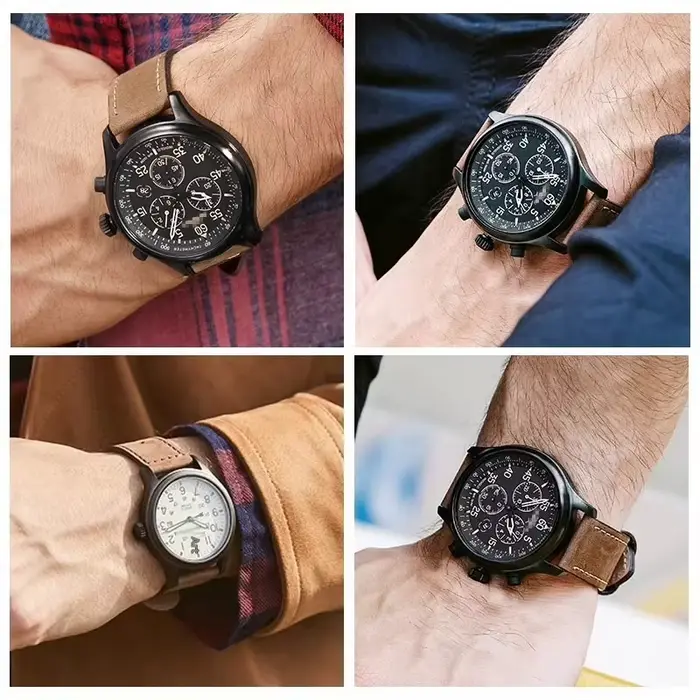20 22mm Bracelet de montre en cuir véritable pour Timex T49963 T49905 T49953 série d'expédition rétro mat