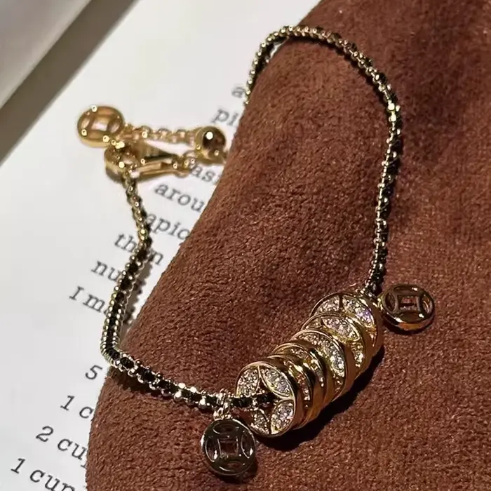 Nouveaux Bracelets Vintage en Cuivre Brillant Entièrement Sertis de Diamants pour Femme, Bracelet en