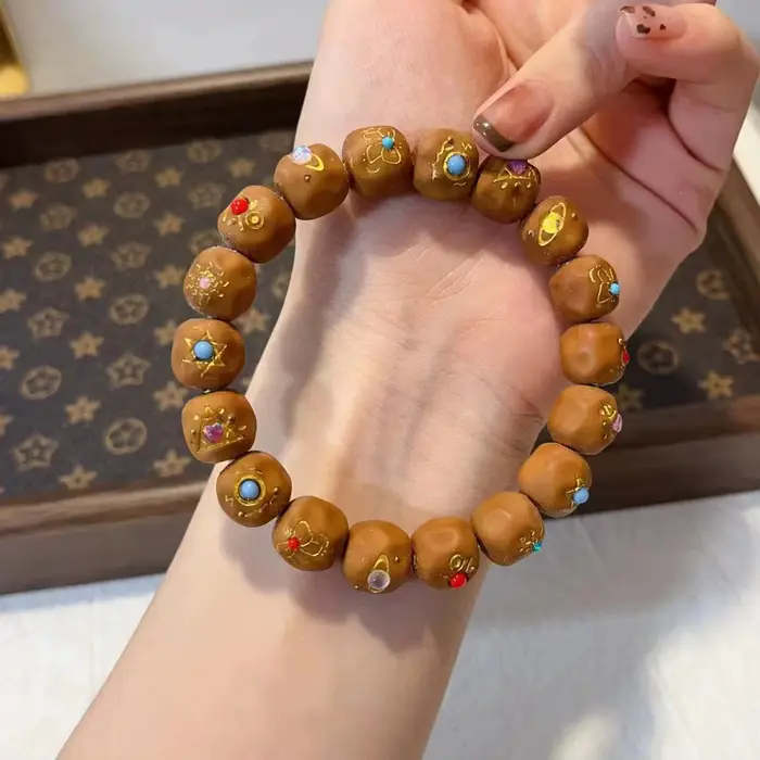 WenWan – Bracelet en héricium naturel sculpté à la main, corde à main incrustée de fromage, cercle u