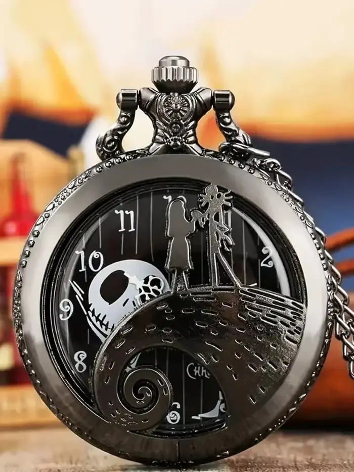 Montre à gousset — Montre de poche à Quartz squelette pour amoureux de la mode, avec chaîne, collier