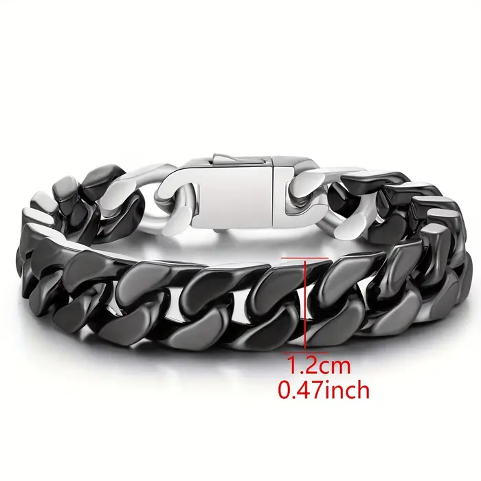 Bracelet en céramique à maillons cubains pour homme hypoallergénique jet noir blanc audacieux confortable pour tous les jours