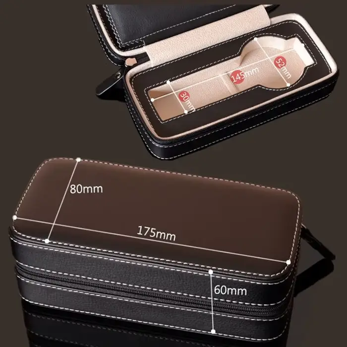 Boîte de rangement de montre en simili cuir pour hommes, affichage de montre, étui de montre de voyage, support de montre, boîte de montre de deux emplacements, élégance pour bureau et voyage