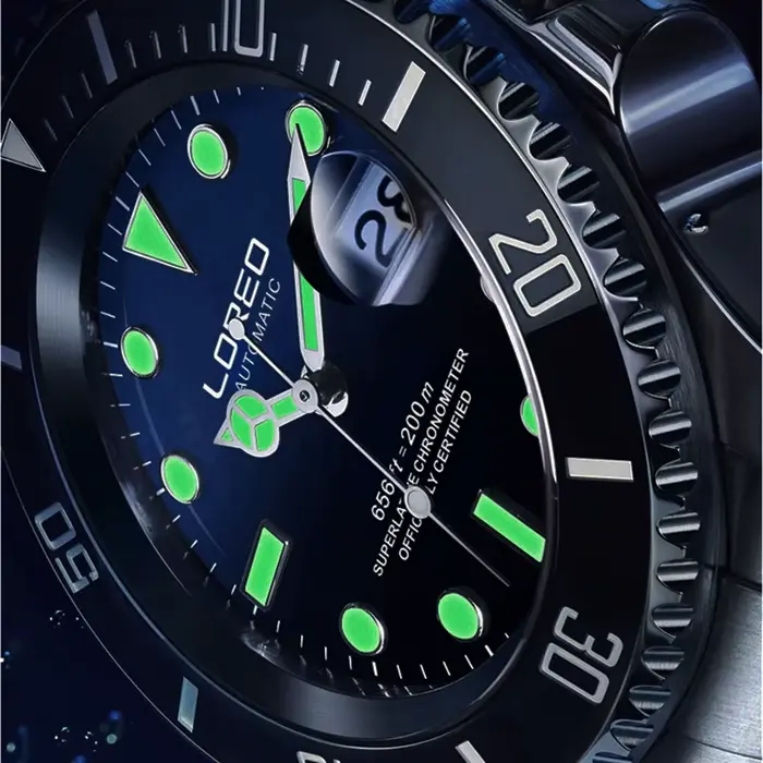 Montre LOREO de luxe homme automatique avec résistance à l'eau pour plongeurs et occasions spéciales