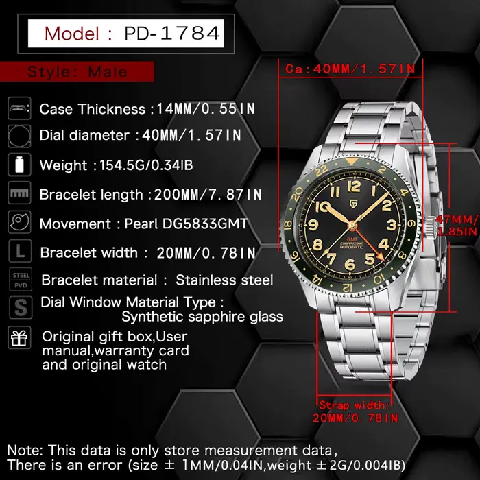 PAGANI DESIGN 2026 NOUVEAU Top GMT Montres automatiques mécaniques pour hommes Perle DG5833 Étanche Lumineux Verre saphir reloj hombre